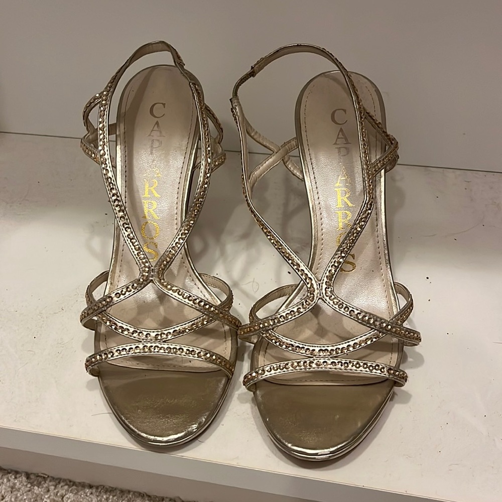 Caparros White gold strappy heels size 8